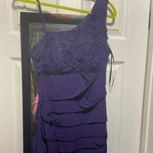 One Shoulder Plum Dress